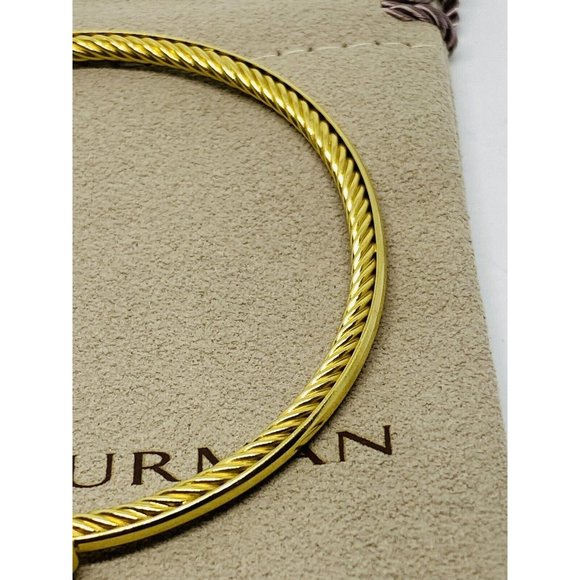DAVID YURMAN Confetti Bangle Bracelet Diamonds 18K Yellow Gold  7.5” 2.6MM Wide - Picture 3 of 10